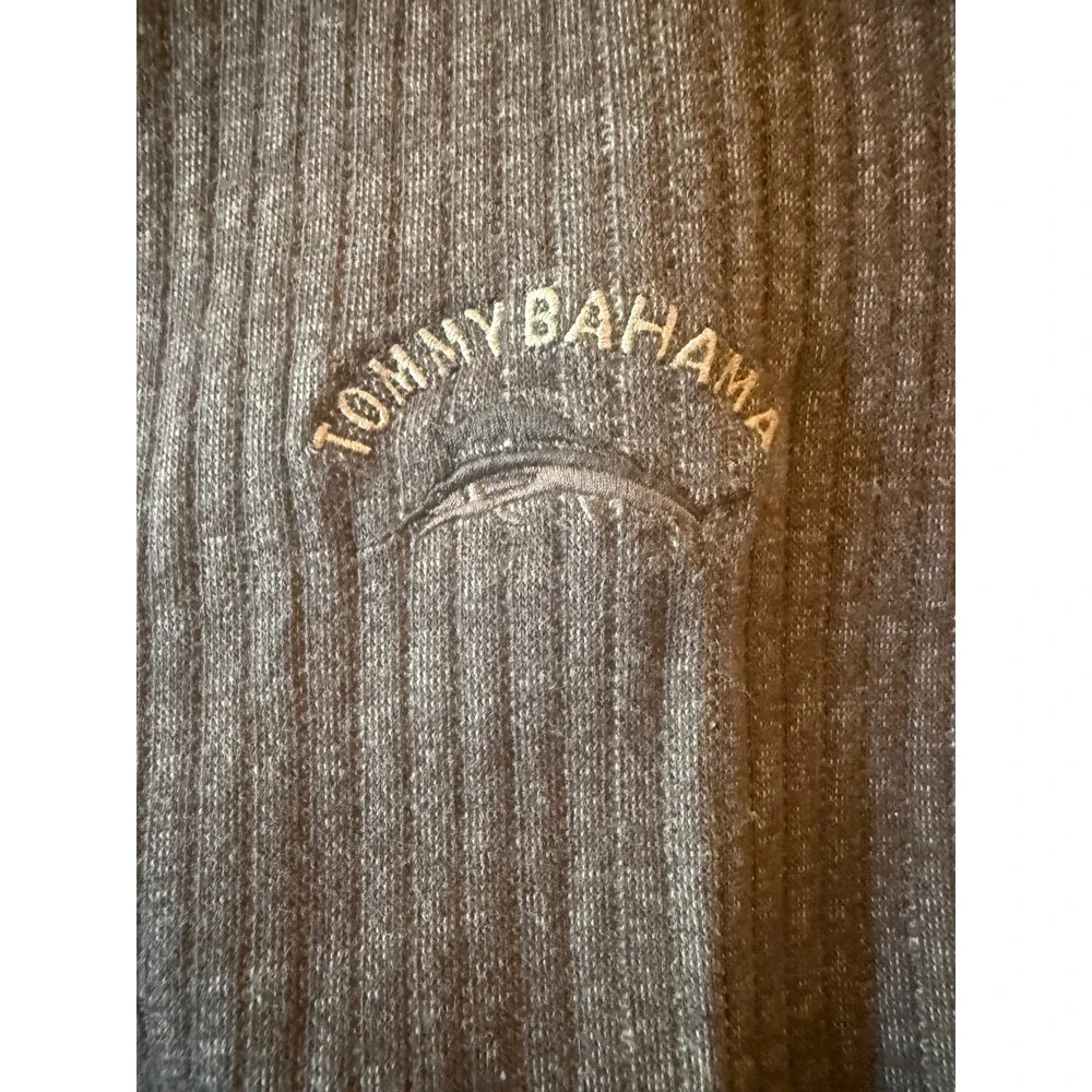 Tommy Bahama Brown Ribbed Full Zip Cotton Sweater Jacket Mens Large L Excellent